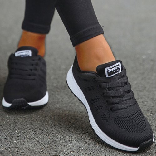 Imagen de Zapatillas Deportivas Transpirables para Mujer, Modelo Vulcanizado con Tela de Malla y Cordones, Calzado Femenino Cómodo para Exteriores – Nueva Colección 2025