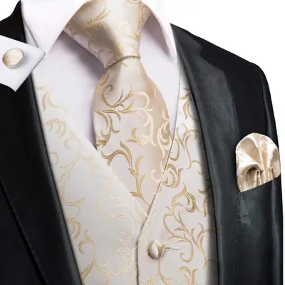 Image de Ensemble Gilet Homme Soie Jacquard - Élégance Raffinée