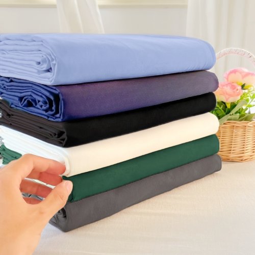 Image of Premium Natural Cotton Queen Size Flat Sheet - Soft, Solid Color Bedding Top Sheet for Double Beds, Home Essential Linen Without Pillowcase