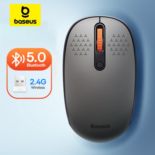 Zdjęcie Baseus Mouse Bluetooth Bezprzewodowa mysz komputerowa 1600 DPI Cicha mysz z nanoodbiornikiem USB 2,4 GHz do komputera MacBook Tablet Laptop Mysz