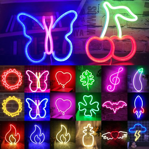Image of USB-Powered LED Neon Light Sign – Heart-Shaped Wall Art Decor for Bedroom, Gaming Room, Bar, or Party – Hanging Neon Lamp with Alien Design, Battery & USB Operated Night Light