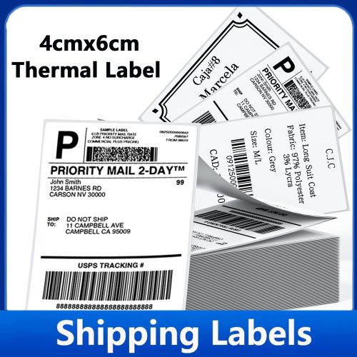 Image of 4x6 Inch Thermal Shipping Label Printer with 100-500 Sheets Self-Adhesive Labels for DHL, UPS, Express & Barcode Printing