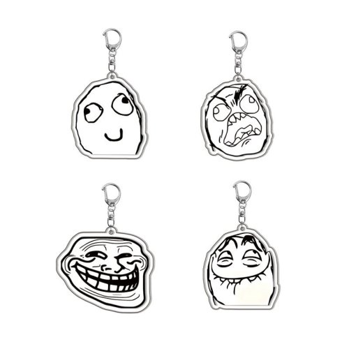 Afbeelding van Grappige Troll Face Sleutelhanger - No Me Gusta, Rage, Forever Alone - Acryl Platte Sleutelhanger voor Tassen, Auto en Zakken - Perfect Geschenk voor Comic Fans