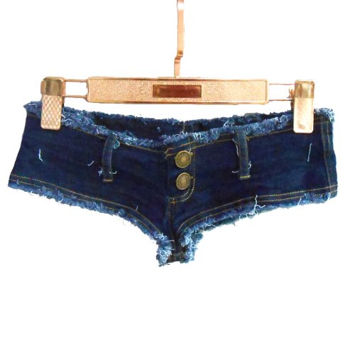 Immagine di Pantaloncini di Jeans Corti con Vita Bassa e Taglio Alto in Stile Vintage Sexy e Carino per Look da Club