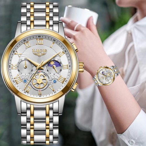 Immagine di Orologio da Donna di Lusso in Acciaio Inossidabile con Design Creativo e Quadrante Elegante, Impermeabile e di Moda per un Look Raffinato