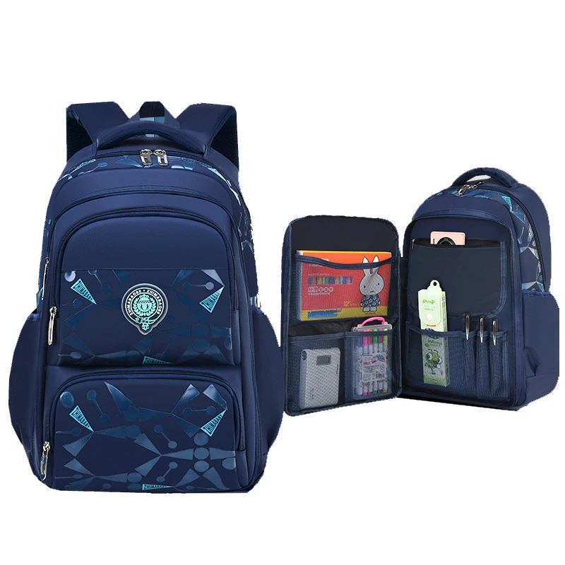 Image of Eco-Friendly Waterproof School Backpack for Boys – Grade 3-6 Orthopedic Design with Padded Shoulder Straps and Multiple Compartments