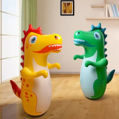 Bild von Aufblasbarer Stehender Boxsack mit Dinosaurier-Design – Spielzeug für Kinder und Eltern, Ideal für Outdoor-Spiele, Sport und Aktivitäten im Freien