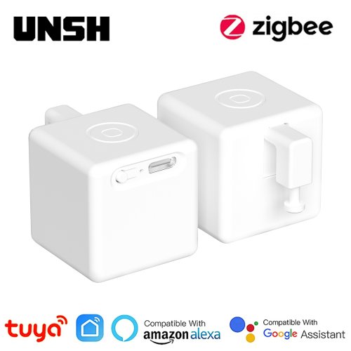 Image of Smart Touch FingerBot Plus 5V Rechargeable Robot Button Pusher Arm with Type-C Charging, Tuya Zigbee 3.0 Compatibility, Alexa & Google Home Support for Automated Home Control