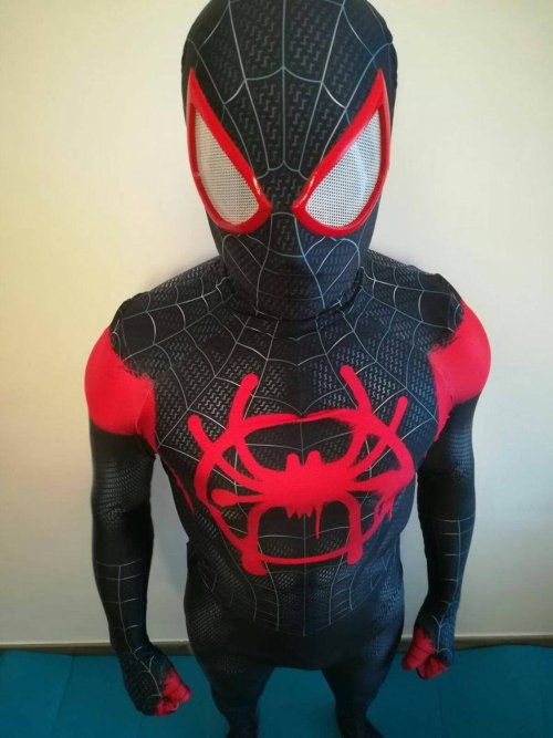 Imagen de Disfraz de Cosplay de Spider-Man Miles Morales con Estampado 3D en Versículo: Traje Zentai de Superhéroe para Adultos, Ideal para Halloween y Eventos Temáticos
