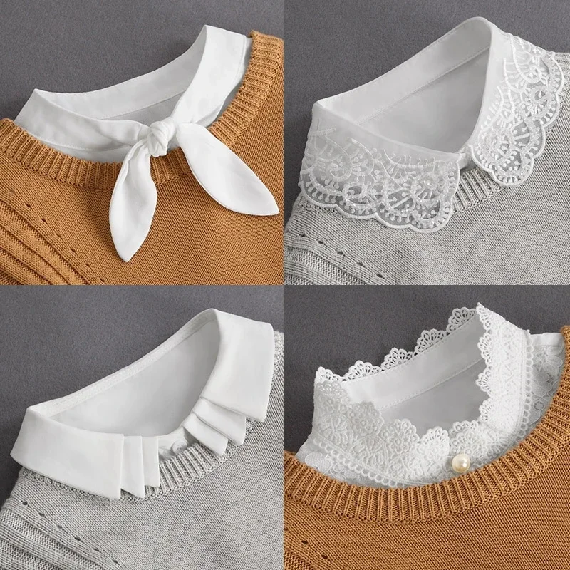 Colletto Finto Bianco in Pizzo Vintage per Donna