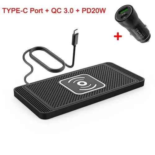 Image de Chargeur sans fil voiture en silicone - Tapis antidérapant rapide