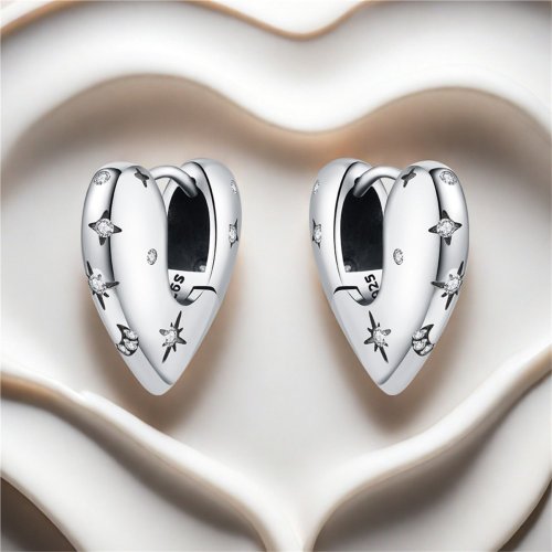 Imagen de Pendientes de Plata 925 Estrella, Luna y Corazón