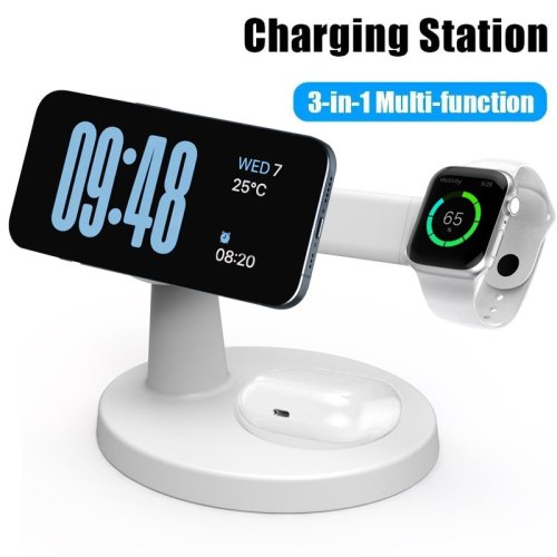 Afbeelding van 3-in-1 magnetische draadloze opladerstandaard voor Magsafe iPhone 16 15 14 13 Pro Max Apple Watch 9 8 AirPods Pro snellaadstation