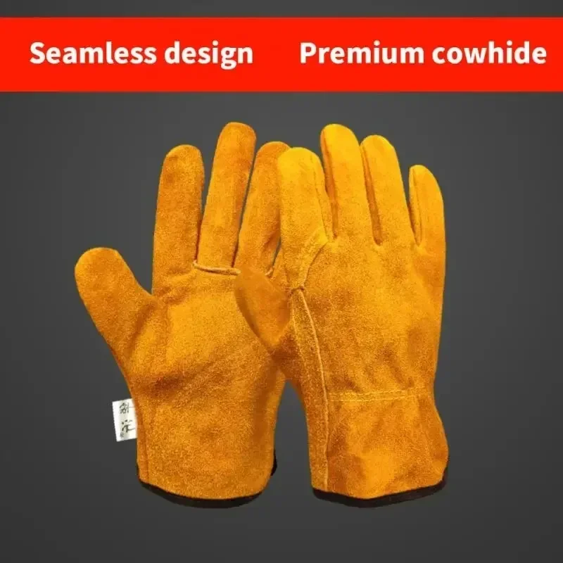 Imagen de Guantes de Trabajo para Hombre en Piel de Vacuno Suave - Protección Duradera para Conducción, Caza, Granja, Jardinería, Soldadura y Mecánica