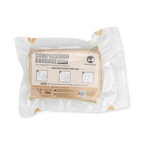 Image of Rhino Rescue Mini Emergency 4in Bandage Compression Trauma Pressure Bandage Wound Dressing For Camping Hiking