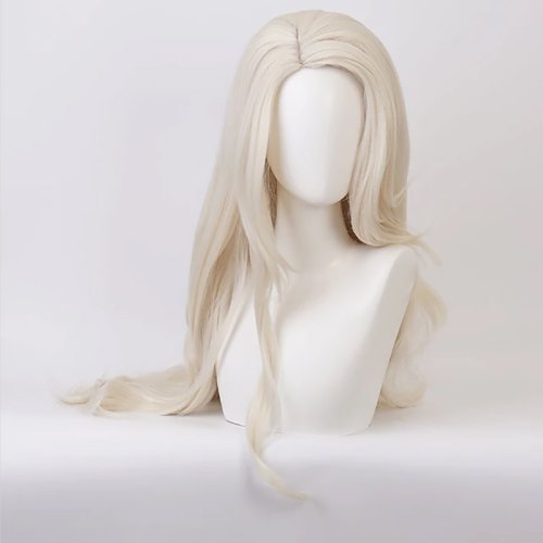Zdjęcie HAIRJOY ​​kobiety długa środkowa część kręcone blond Elsa peruki do cosplay żaroodporne włosy syntetyczne