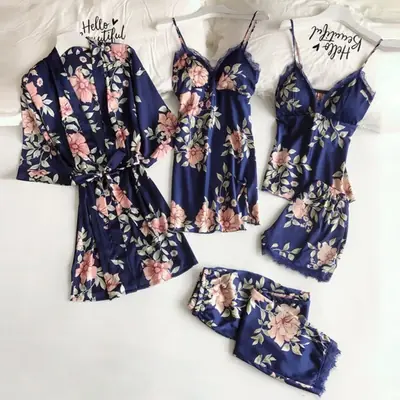 Image de Pyjama d'été sexy 5 pièces avec soutien-gorge intégré