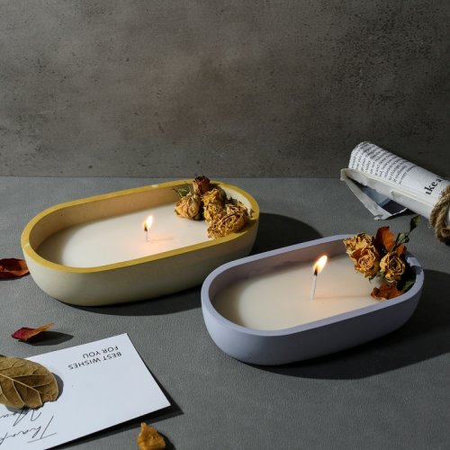 Afbeelding van Natuurlijke Siliconen Mal voor DIY Aroma Kaarsen, Hars Ornamenten en Ovale Dienbladen – Compleet Set voor Creatieve Handwerkers