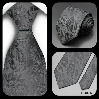 Image de Cravate Homme Luxe Noire 8cm - Rayée Paisley Jacquard