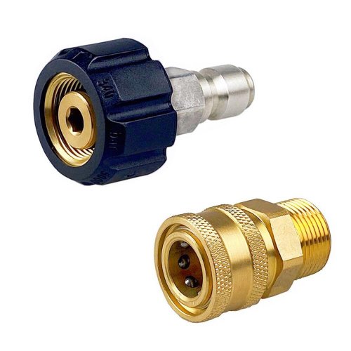 Immagine di Kit Adattatore per Idropulitrice con Connettore Rapido M22, 14mm e 15mm Femmina Girevole, Ugello di Rilascio 3/8" o 1/4"