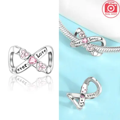 Image de Perles Cœur Zircon Rose Or - Breloques Argent 925