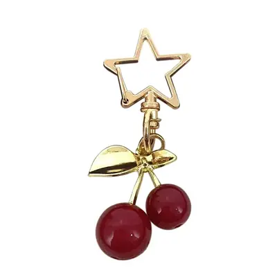 Image de Pendentif Coeur Fleur de Cerisier - Fermoir à Homard pour Sac