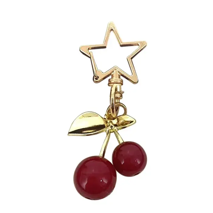 Image de Pendentif Coeur Fleur de Cerisier - Fermoir à Homard pour Sac