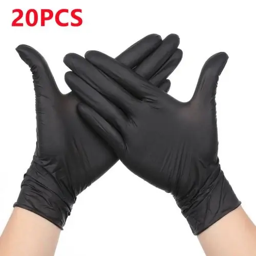 Image de Gants Nitrile Noirs Jetables - Sans Poudre - 20/50/100 pcs