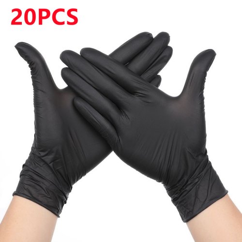 Immagine di 20/50/100PCS Guanti in nitrile nero Guanti monouso in lattice senza polvere per la pulizia della cucina Guanti da lavoro industriale per tinture per capelli