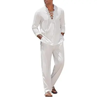 Ensemble Homme Coton Lin - Tenue Décontractée & Élégante