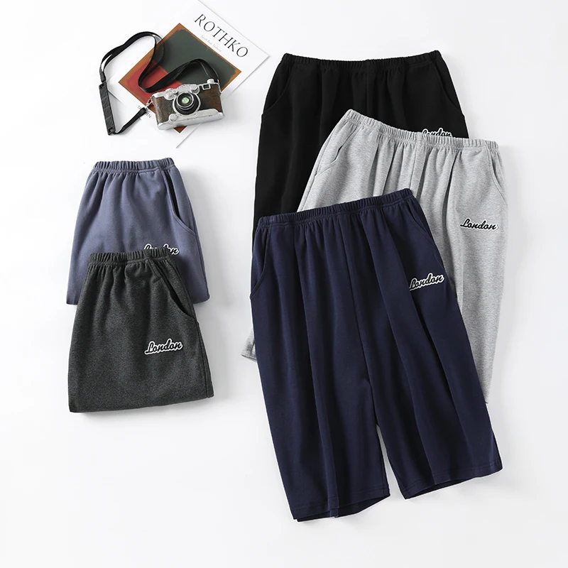 Imagen de Pantalones de Pijama para Hombre de Algodón 100% - Diseño Sólido, Cintura Elástica y Transpirable, Ideal para Verano
