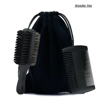 Kit de Soin Barbe Pro - Brosse + Peigne + Sac Cadeau