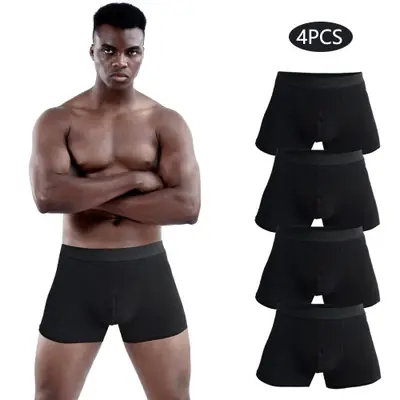 Image de Boxer Noir Homme - Lot de 4 Pièces Coton Sexy