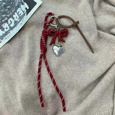 Image de Porte-clés Coeur en Cuir Kawaii Coréen