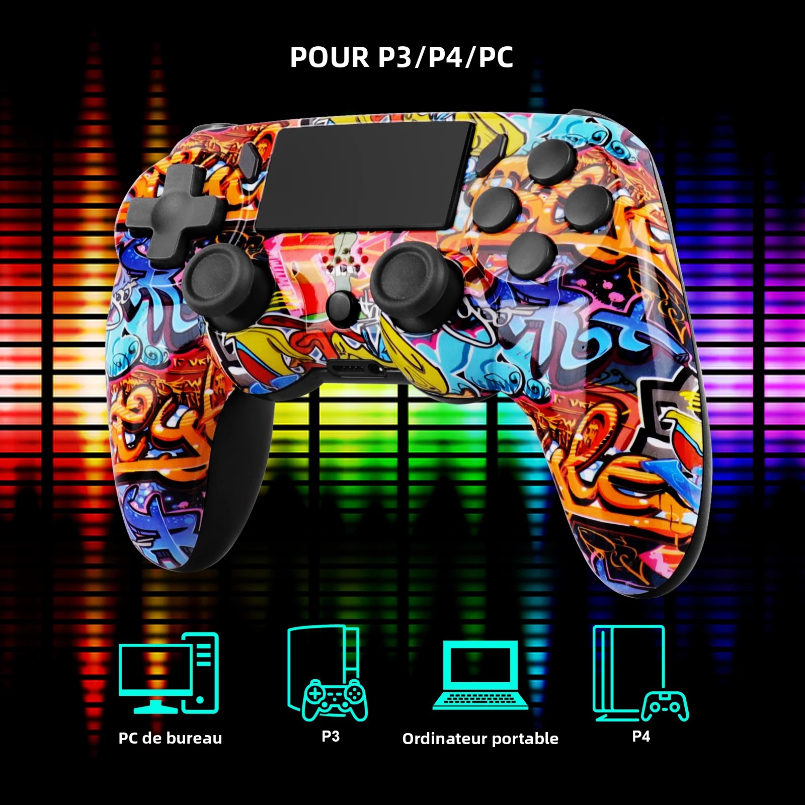 Imagen de GAMINJA P47 controlador inalámbrico Bluetooth Gamepad con giroscopio de 6 ejes PC Joystick panel táctil vibración Dual para PS4 PC ganan 7 8