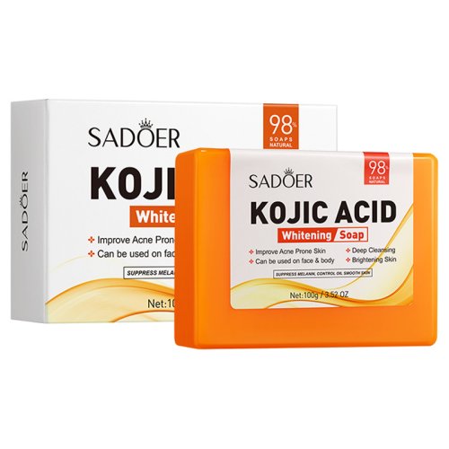 Afbeelding van Handgemaakte Kojiczuur Whitening Zeep voor Diepe Reiniging, Verkleinende Poriën & Hydraterende Huidverzorging - Natuurlijke Gezichts- en Lichaamszeep 100g