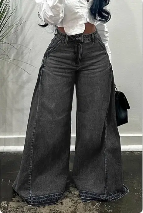 Image de Jeans Évasés Tendance Streetwear Femme