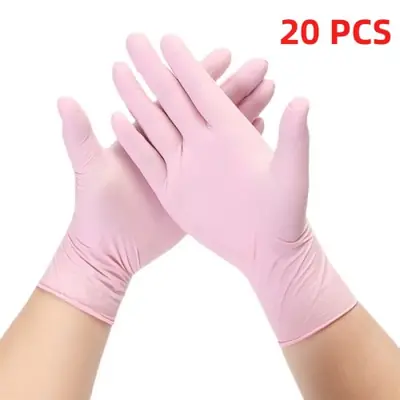 Image de Gants Nitrile Rose Jetables - Sans Poudre - 20/50/100 pcs