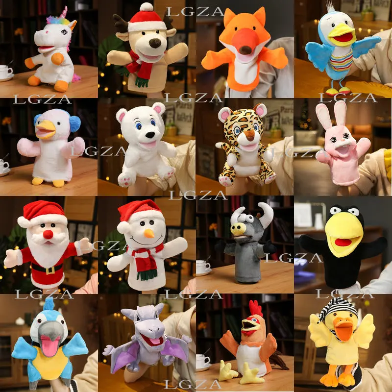 Image of Stuffed Plush Animals Toys Hand Finger Puppet Kawaii Dolls Educational Baby Toys Learning & Education Monkey Tiger Children Gift