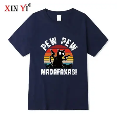 Image de T-Shirt Homme Été Chat Amusant - Coton Qualité, Coupe Large