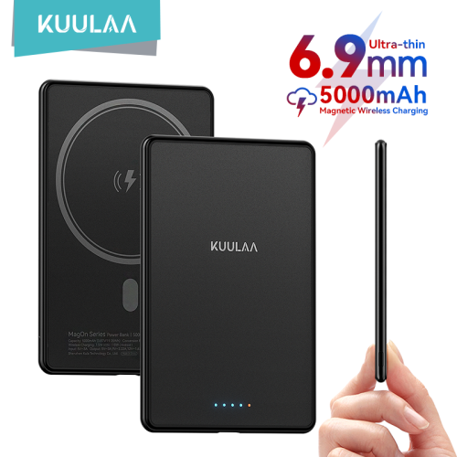Image of Kuulaa Thin Wireless Power Bank with Magnetic Charging – 5000mAh Portable Fast Charging External Battery for MagSafe Compatible iPhones 16, 15, 14, 13