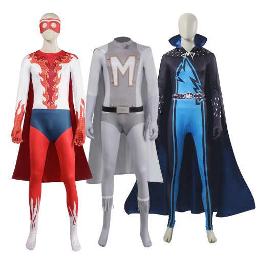Zdjęcie Kostium Cosplay Megamind i Metro Man – Kombinezon z Peleryną, Filmowy Strój Karnawałowy na Halloween, Maskaradę i Imprezę dla Mężczyzn