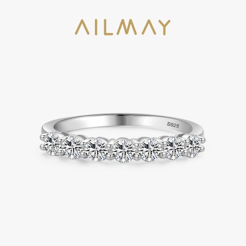 Imagen de Anillos Apilables de Plata de Ley 925 con Circonia Cúbica Redonda Brillante para Mujer – Joyería Elegante para Compromiso y Boda