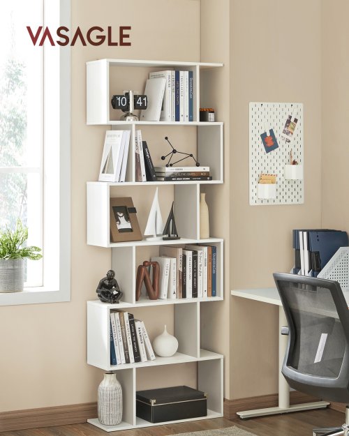 Image of VASAGLE Bookcase, 6 Tier Shelf, Storage Unit, Divider, for Living Room, Bedroom, Office