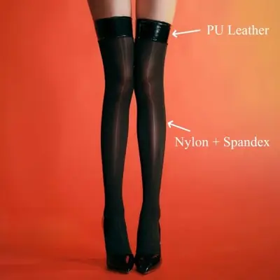 Image de Bas en Faux Cuir 8cm - Sexy & Brillant