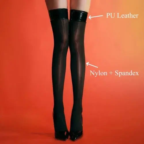 Image de Bas en Faux Cuir 8cm - Sexy & Brillant