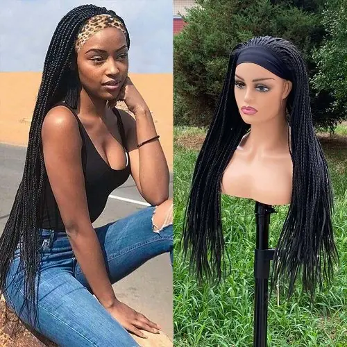 Image de Perruque Tressée Synthétique Ombré Marron - Style Dreadlock Africain