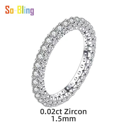 Imagen de Anillos de plata de ley So-Bling S925 para mujer, elegante anillo de circonia cúbica fina, joyería de moda para compromiso de boda y novia