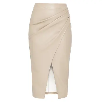 Image de Jupe Fendue en Cuir Plissé - Style Sexy & Élégant