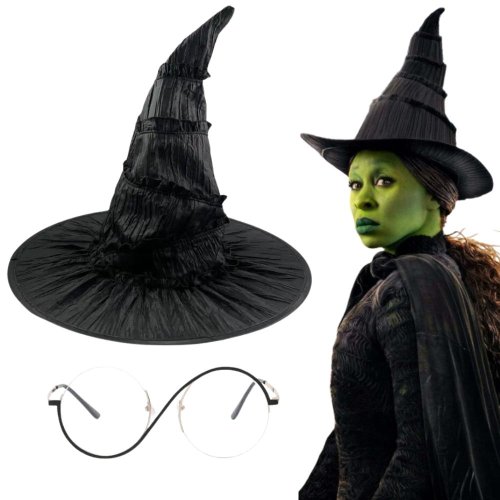 Bild von Wicked Elphaba Cosplay Hut Brille Brillen Fantasia Kostüm Verkleidung für Frauen Rollenspiel Halloween Karneval Zubehör Requisiten